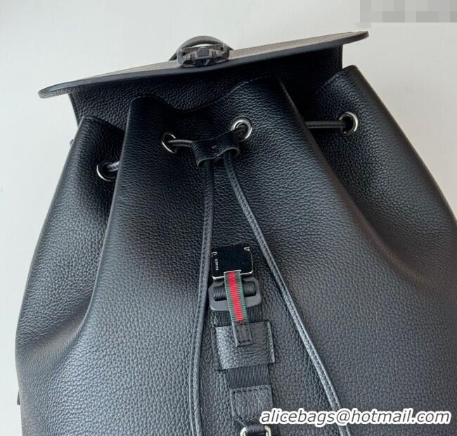 Top Quality Gucci Mens Leather Large Backpack Bag 816750 Black 2024