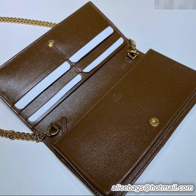 Good Taste Gucci Horsebit 1955 GG Canvas Wallet with Chain 621892 Brown 2024