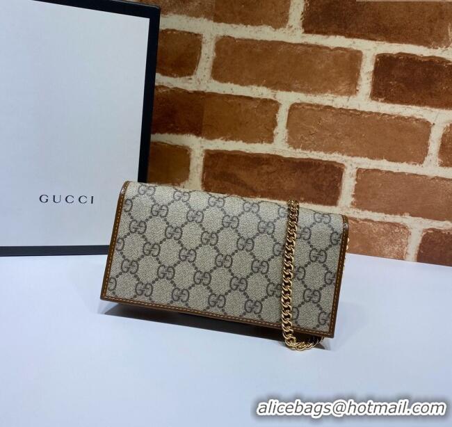 Good Taste Gucci Horsebit 1955 GG Canvas Wallet with Chain 621892 Brown 2024