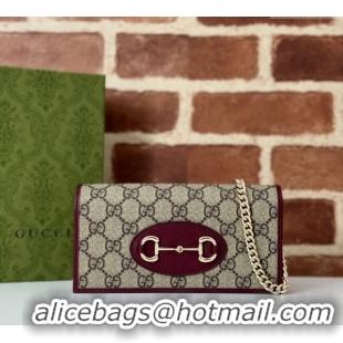 Grade Design Gucci Horsebit 1955 GG Canvas Wallet with Chain 621892 Burgundy 2024