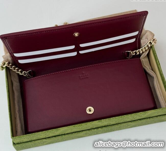 Grade Design Gucci Horsebit 1955 GG Canvas Wallet with Chain 621892 Burgundy 2024