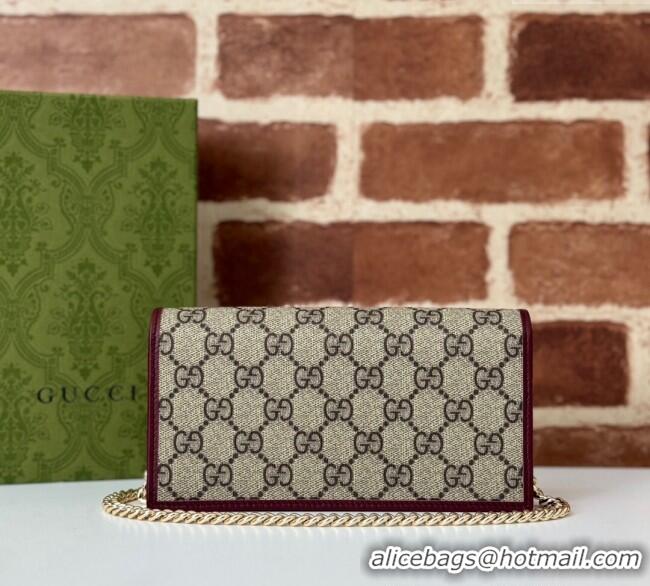 Grade Design Gucci Horsebit 1955 GG Canvas Wallet with Chain 621892 Burgundy 2024