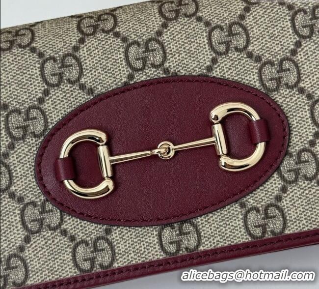 Grade Design Gucci Horsebit 1955 GG Canvas Wallet with Chain 621892 Burgundy 2024