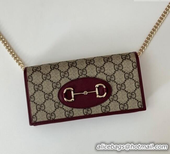 Grade Design Gucci Horsebit 1955 GG Canvas Wallet with Chain 621892 Burgundy 2024