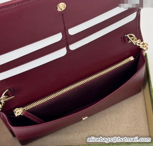 Grade Design Gucci Horsebit 1955 GG Canvas Wallet with Chain 621892 Burgundy 2024