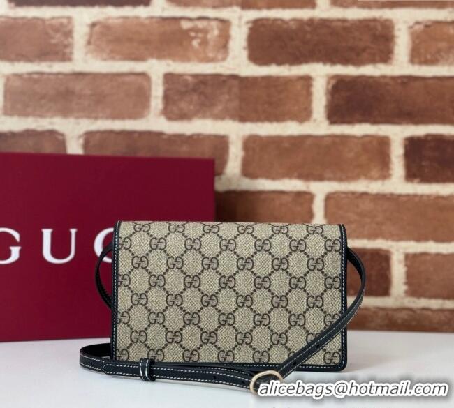 Top Grade Gucci GG Canvas Emblem Super Mini Shoulder bag 820688 Black 2024