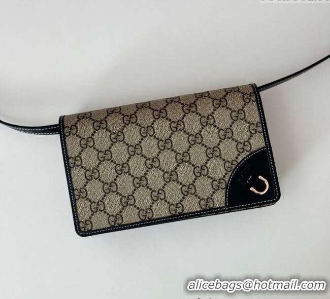 Top Grade Gucci GG Canvas Emblem Super Mini Shoulder bag 820688 Black 2024