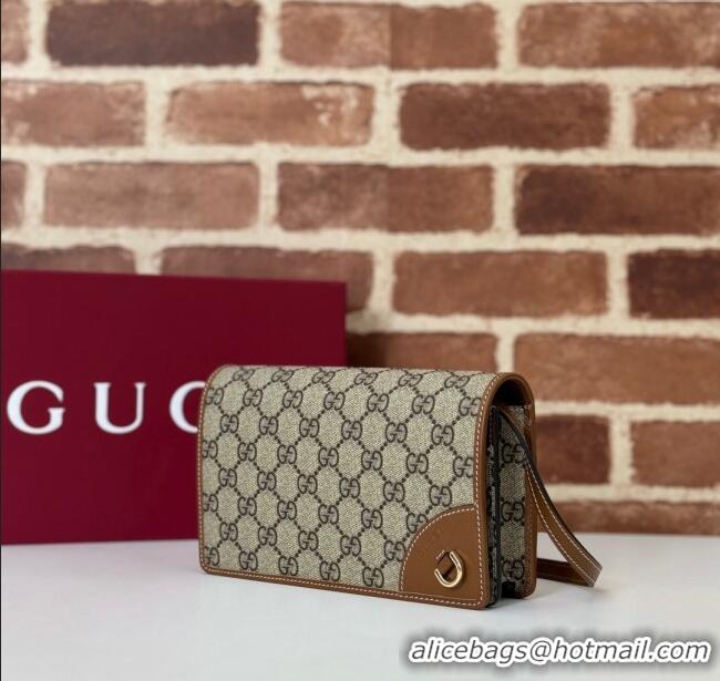 Luxury Discount Gucci GG Canvas Emblem Super Mini Shoulder bag 820688 Brown 2024