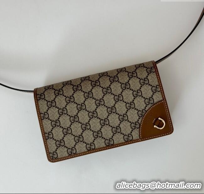 Luxury Discount Gucci GG Canvas Emblem Super Mini Shoulder bag 820688 Brown 2024