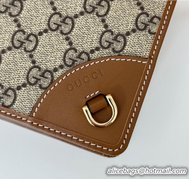 Luxury Discount Gucci GG Canvas Emblem Super Mini Shoulder bag 820688 Brown 2024