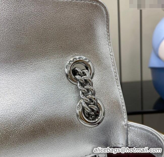 Promotional Gucci GG Marmont Matelasse Leather Small Shoulder Bag 443497 Silver 2024