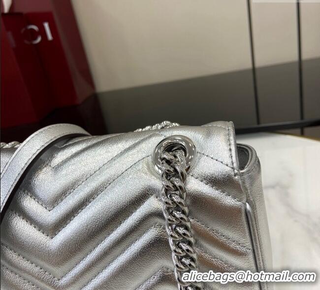 Unique Grade Gucci GG Marmont Matelasse Leather Mini Bag 446744 Silver 2024