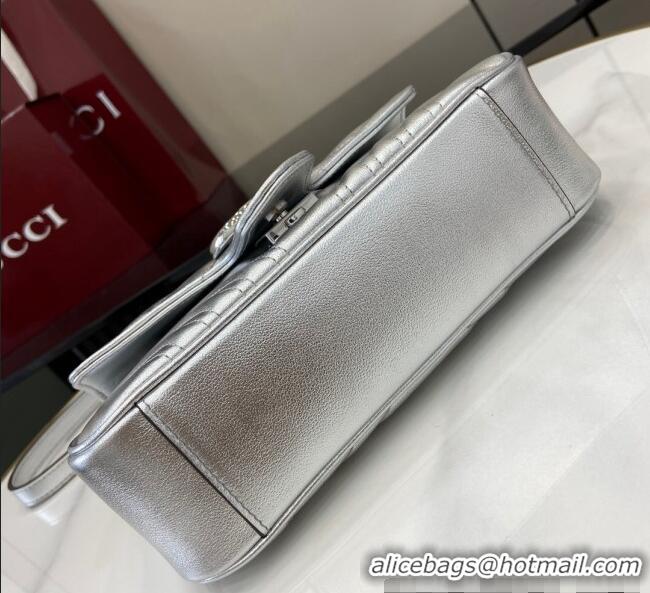 Unique Grade Gucci GG Marmont Matelasse Leather Mini Bag 446744 Silver 2024