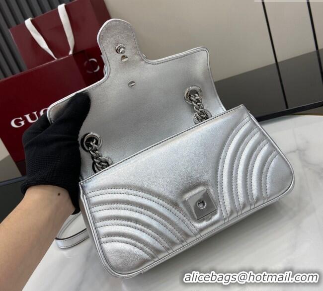 Unique Grade Gucci GG Marmont Matelasse Leather Mini Bag 446744 Silver 2024