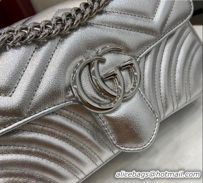 Unique Grade Gucci GG Marmont Matelasse Leather Mini Bag 446744 Silver 2024