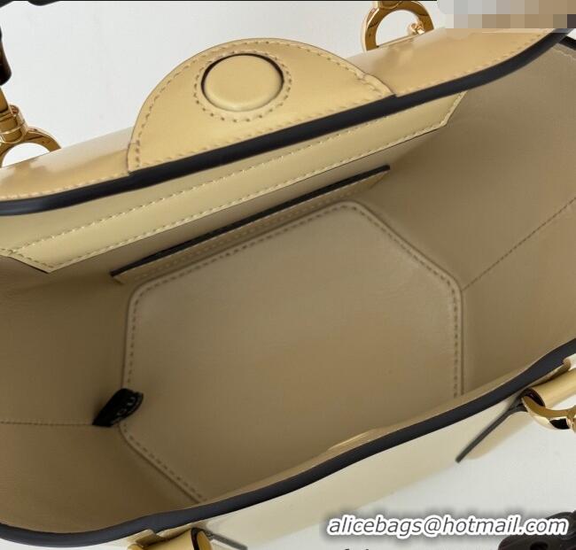 Top Design Gucci Mini Bamboo Top Handle Tote Bag in Shiny Leather 805832 Light Yellow 2024