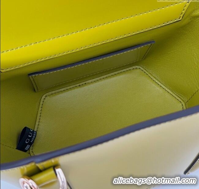 Luxurious Gucci Mini Bamboo Top Handle Tote Bag in Shiny Leather 805832 Pistacchio Green 2024