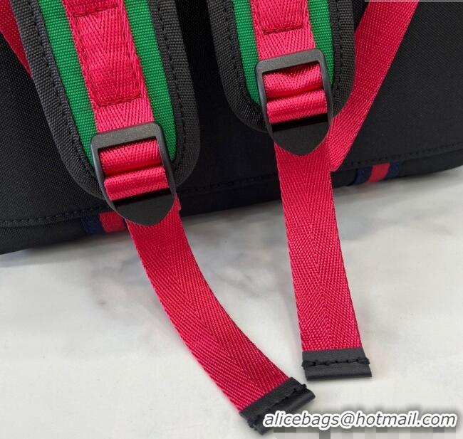 Famous Brand Gucci Black Canvas Backpack Bag with Tiger and Flora Detail 429037 2024
