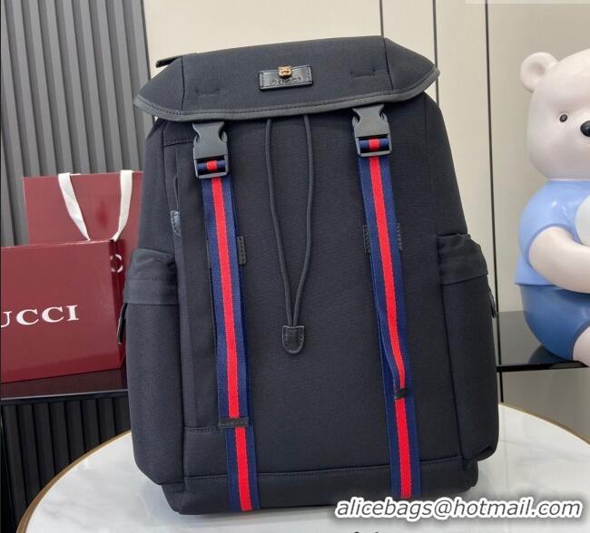 Inexpensive Gucci Black Canvas Backpack Bag with Web 429037 2024