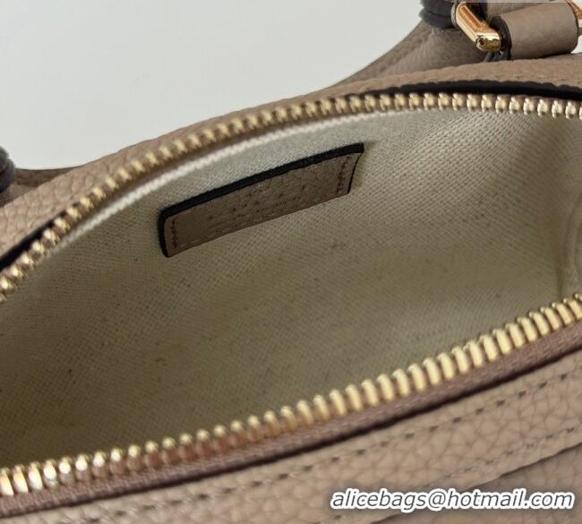Custom Discount Gucci GG Leather Emblem Super Mini Top Handle bag 815256 Grey 2024