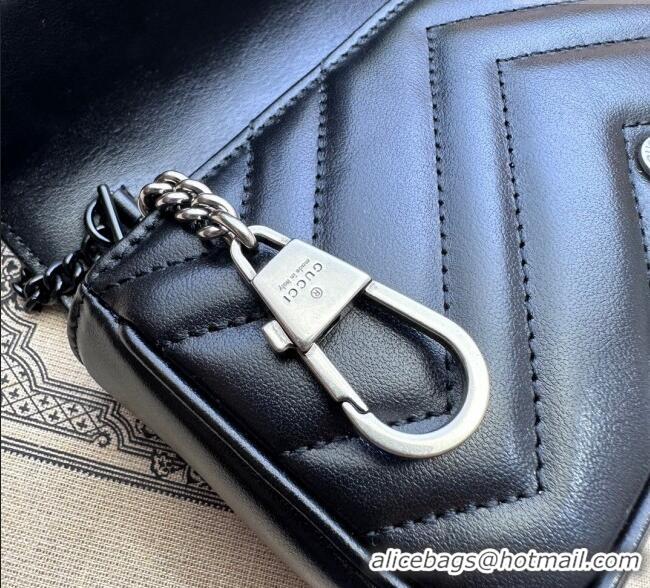 Best Price Gucci GG Marmont Matelasse Leather Super Mini Bag ‎476433 All Black 2024