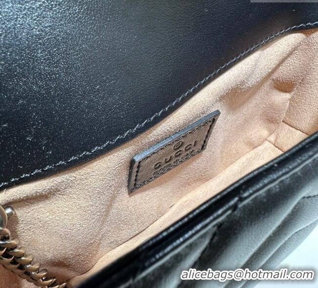 Best Price Gucci GG Marmont Matelasse Leather Super Mini Bag ‎476433 All Black 2024