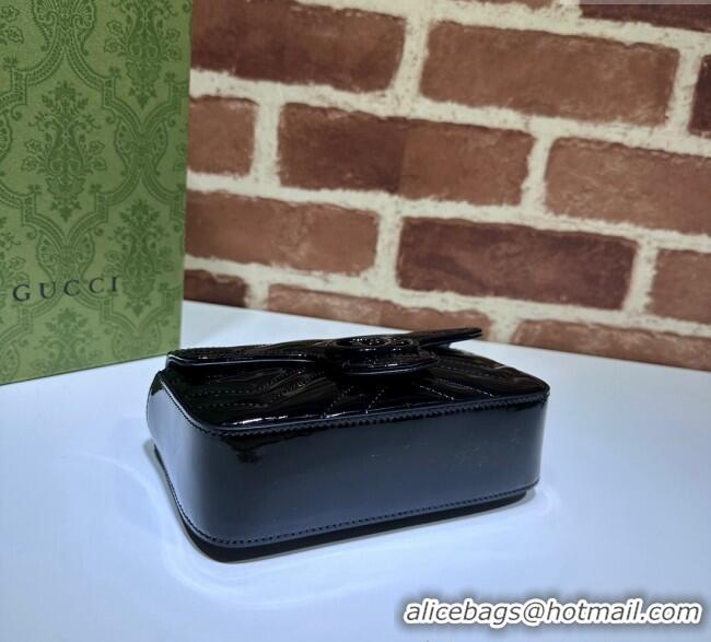 Grade Design Gucci GG Marmont Patent Leather Super Mini Bag ‎476433 All Black 2024