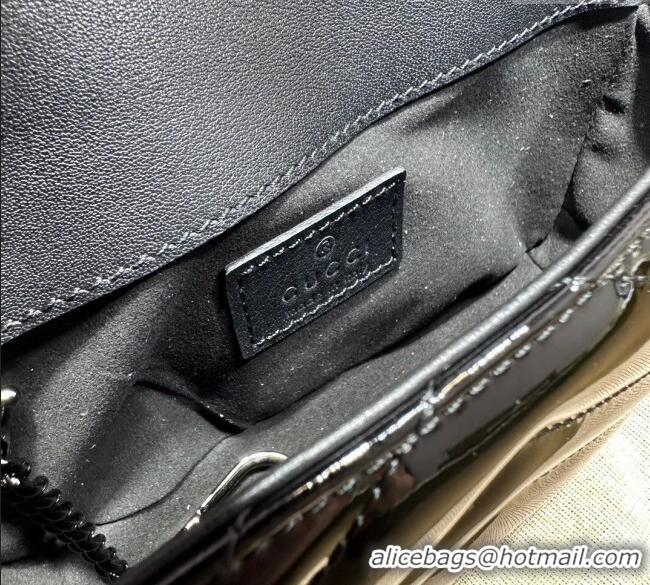 Grade Design Gucci GG Marmont Patent Leather Super Mini Bag ‎476433 All Black 2024