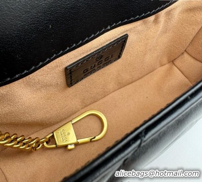 Well Crafted Gucci GG Marmont Matelasse Leather Super Mini Bag ‎476433 Black/Gold 2024