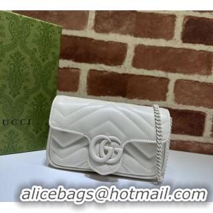 Buy Fashionable Gucci GG Marmont Matelasse Leather Super Mini Bag ‎476433 All White 2024