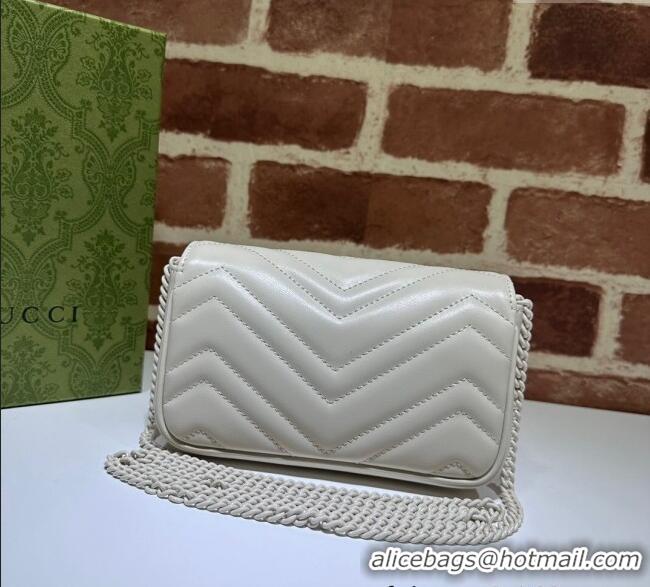 Buy Fashionable Gucci GG Marmont Matelasse Leather Super Mini Bag ‎476433 All White 2024