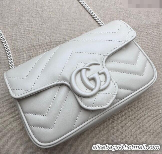 Buy Fashionable Gucci GG Marmont Matelasse Leather Super Mini Bag ‎476433 All White 2024