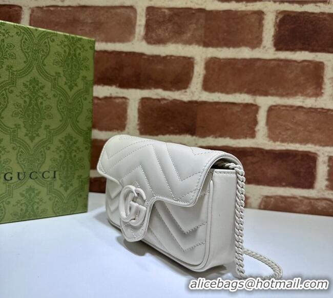 Buy Fashionable Gucci GG Marmont Matelasse Leather Super Mini Bag ‎476433 All White 2024