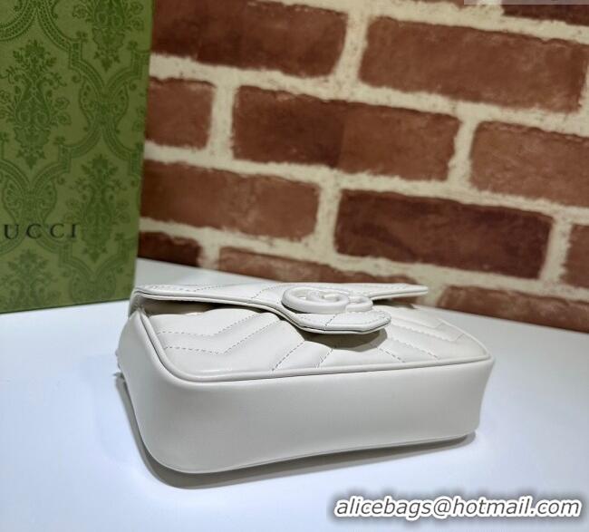 Buy Fashionable Gucci GG Marmont Matelasse Leather Super Mini Bag ‎476433 All White 2024
