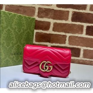 Top Quality Gucci GG Marmont Matelasse Leather Super Mini Bag ‎476433 New Red 2024