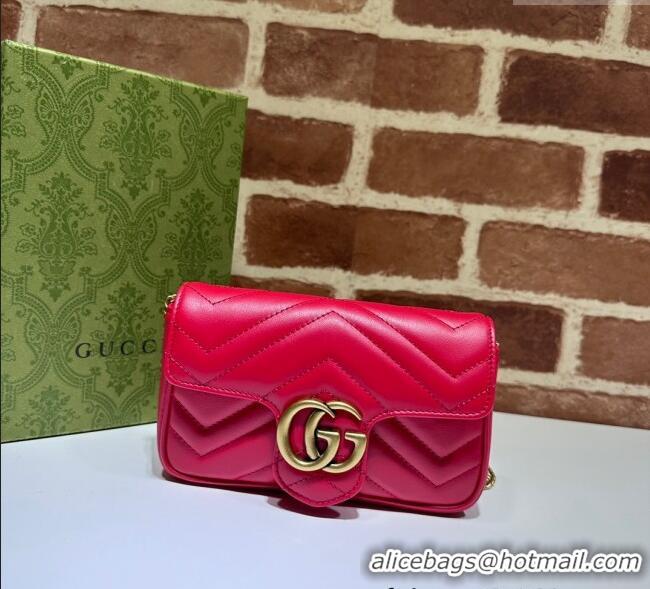 Top Quality Gucci GG Marmont Matelasse Leather Super Mini Bag ‎476433 New Red 2024