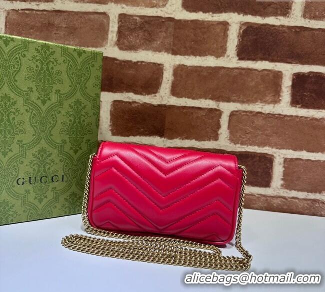 Top Quality Gucci GG Marmont Matelasse Leather Super Mini Bag ‎476433 New Red 2024