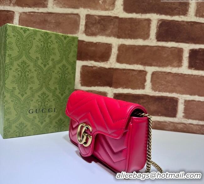 Top Quality Gucci GG Marmont Matelasse Leather Super Mini Bag ‎476433 New Red 2024