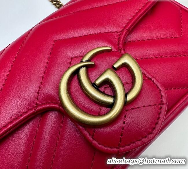 Top Quality Gucci GG Marmont Matelasse Leather Super Mini Bag ‎476433 New Red 2024
