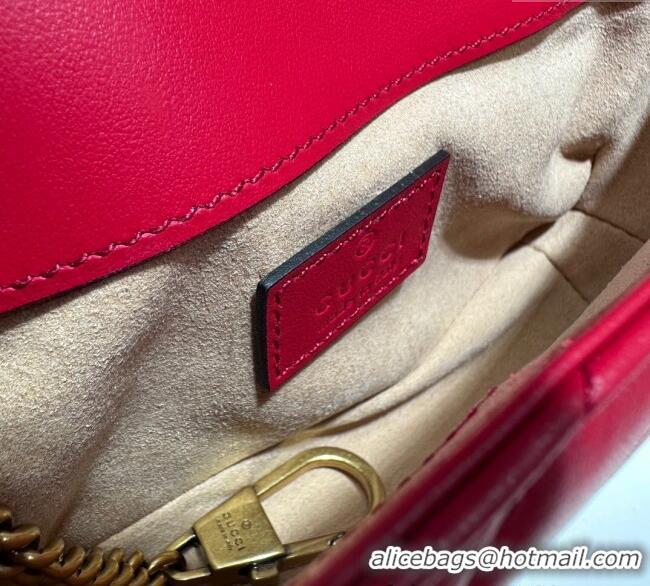 Top Quality Gucci GG Marmont Matelasse Leather Super Mini Bag ‎476433 New Red 2024