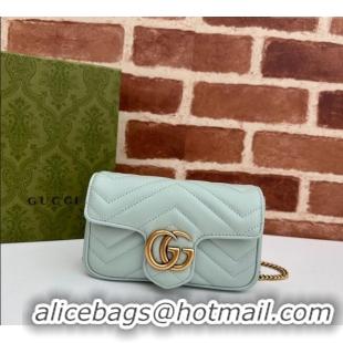 Buy Discount Gucci GG Marmont Matelasse Leather Super Mini Bag ‎476433 Pale Green 2024