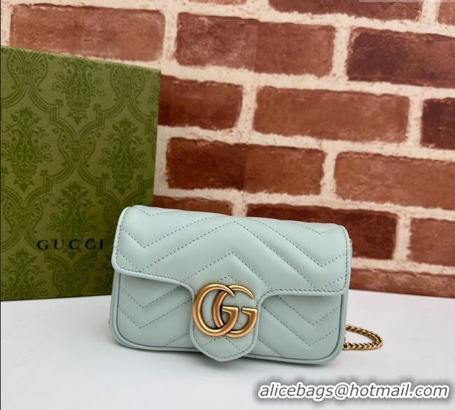 Buy Discount Gucci GG Marmont Matelasse Leather Super Mini Bag ‎476433 Pale Green 2024