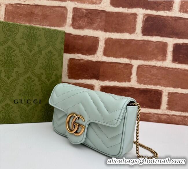 Buy Discount Gucci GG Marmont Matelasse Leather Super Mini Bag ‎476433 Pale Green 2024