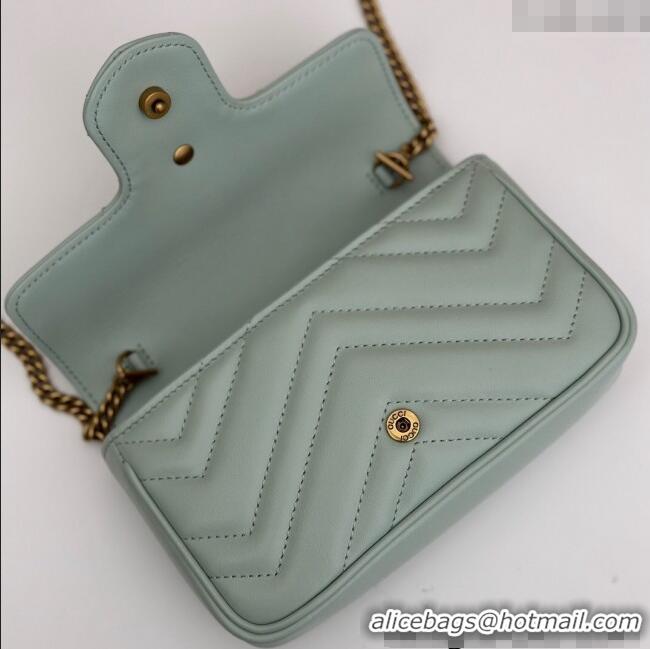 Buy Discount Gucci GG Marmont Matelasse Leather Super Mini Bag ‎476433 Pale Green 2024