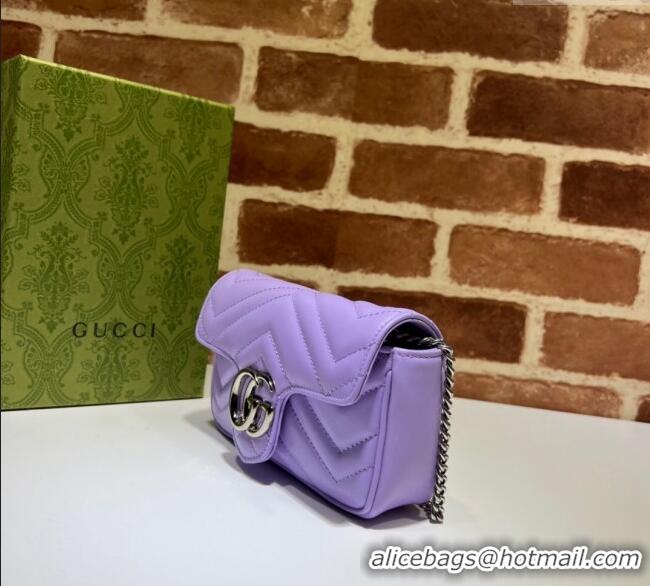 Top Quality Gucci GG Marmont Matelasse Leather Super Mini Bag ‎476433 Purple 2024