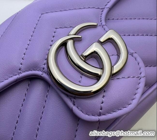 Top Quality Gucci GG Marmont Matelasse Leather Super Mini Bag ‎476433 Purple 2024
