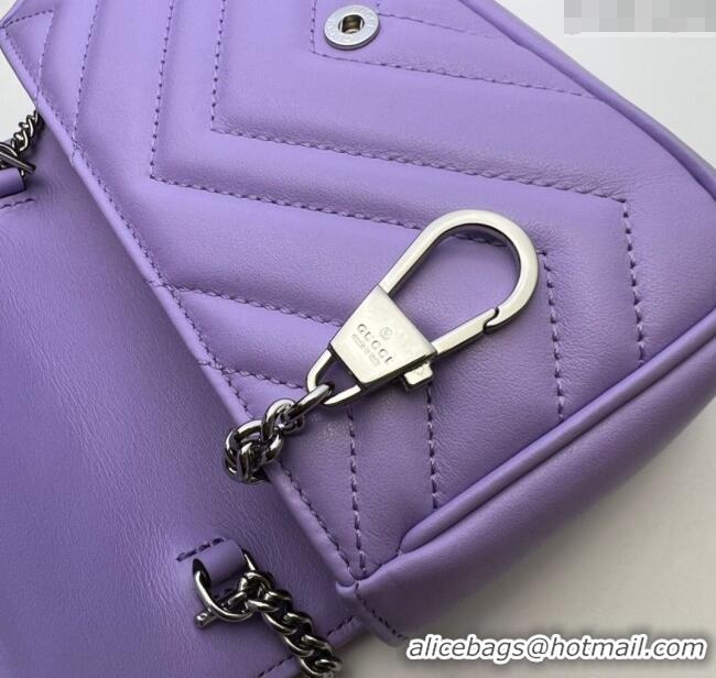 Top Quality Gucci GG Marmont Matelasse Leather Super Mini Bag ‎476433 Purple 2024