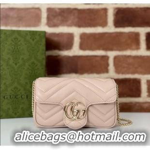 Best Price Gucci GG Marmont Matelasse Leather Super Mini Bag ‎476433 Light Pink 2024