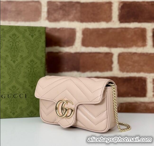 Best Price Gucci GG Marmont Matelasse Leather Super Mini Bag ‎476433 Light Pink 2024