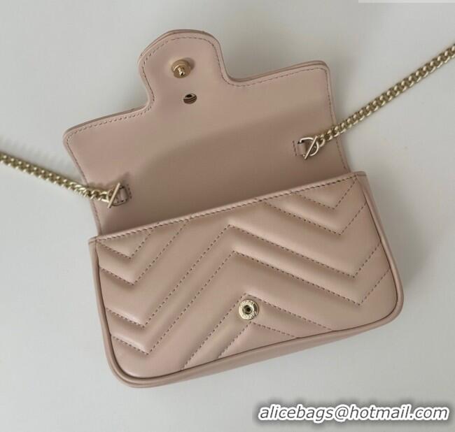 Best Price Gucci GG Marmont Matelasse Leather Super Mini Bag ‎476433 Light Pink 2024